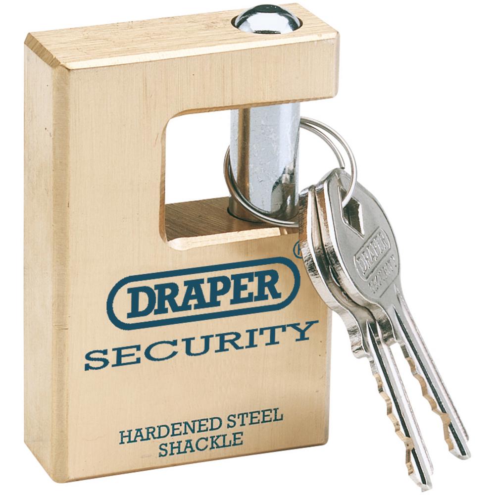 Draper Expert Solid Brass Padlock Closed Shackle 63mm Standard