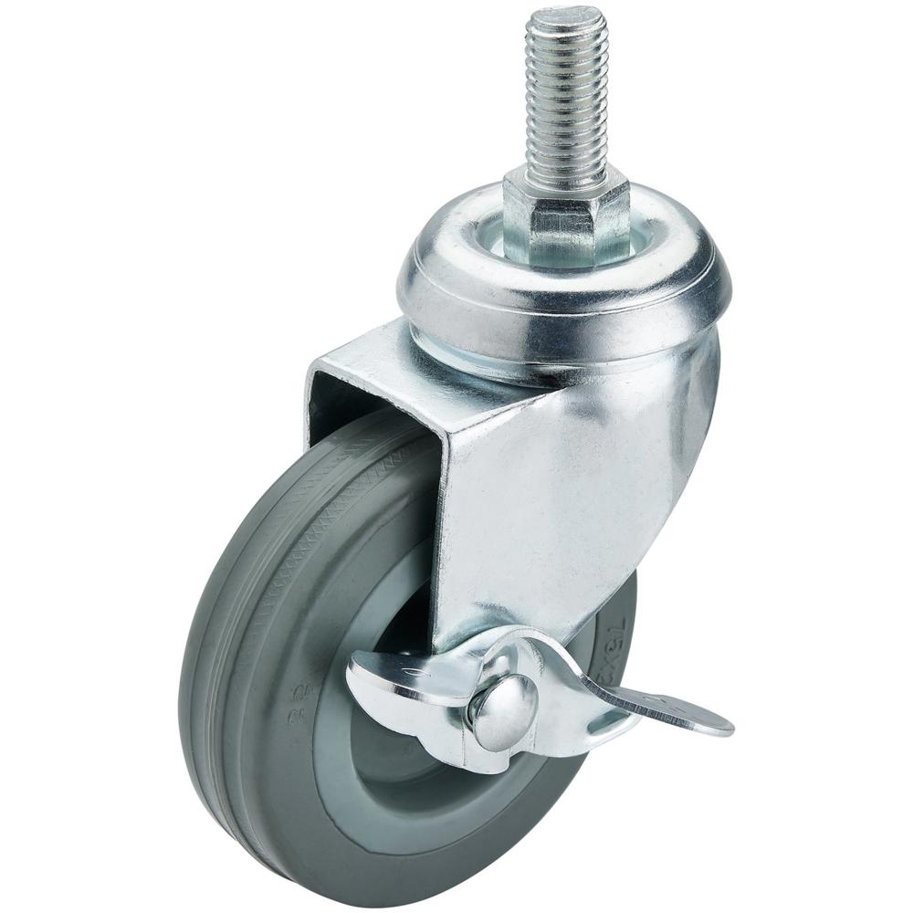 Swivel Bolt Fixing Rubber Wheeled Castor and Brake