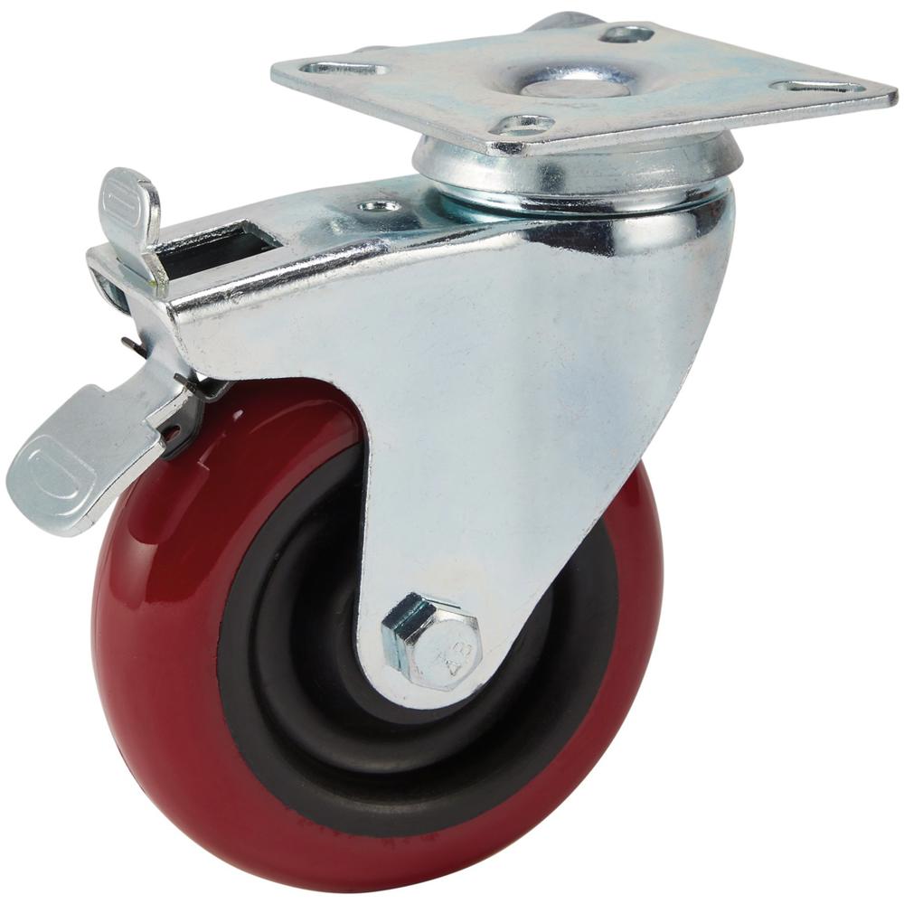 Swivel Plate Fixing Polyurethane Wheeled Castor and Brake