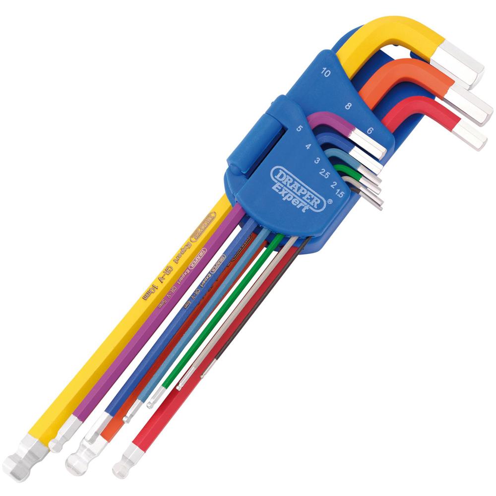 Click to view product details and reviews for Draper 9 Piece Metric Coloured Extra Long Ball End Key Set. Click to view product details and reviews for Draper 9 Piece Metric Coloured Extra Long Ball End Key Set.