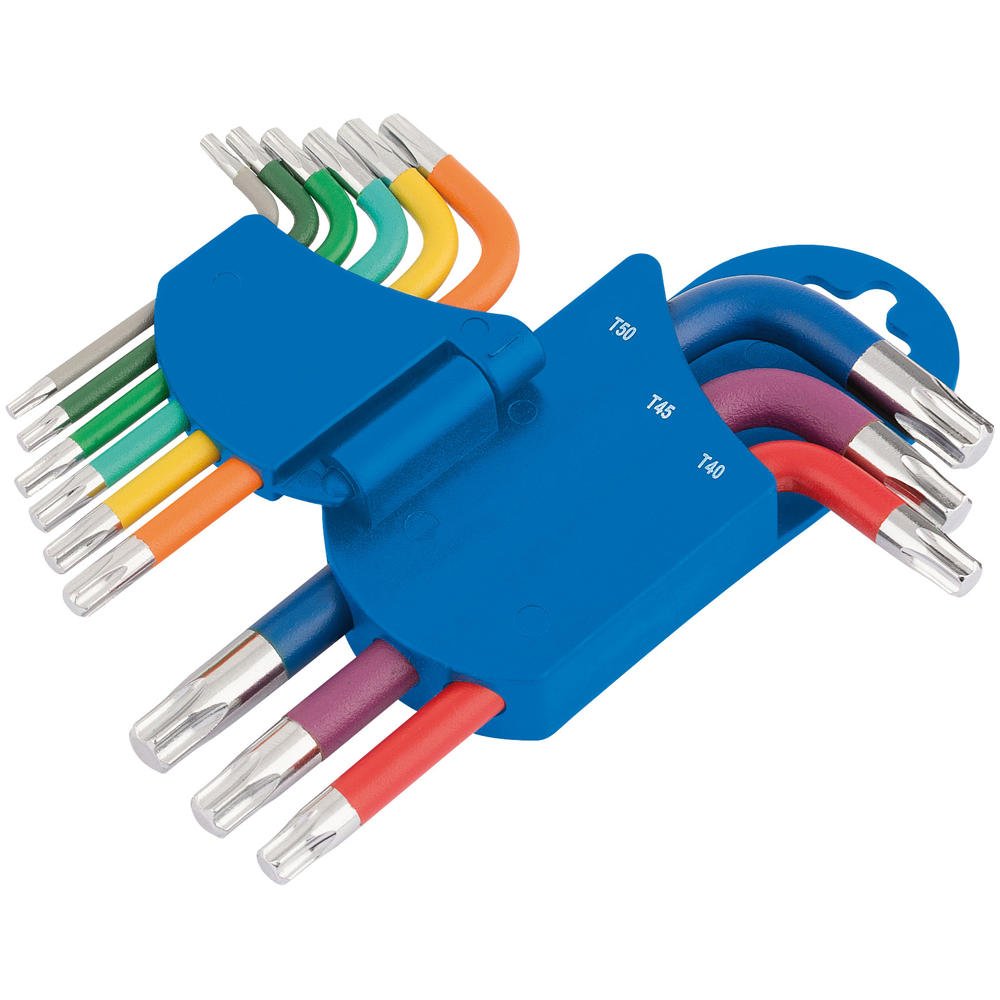 Click to view product details and reviews for Draper 9 Piece Metric Coloured Short Torx Key Set. Click to view product details and reviews for Draper 9 Piece Metric Coloured Short Torx Key Set.