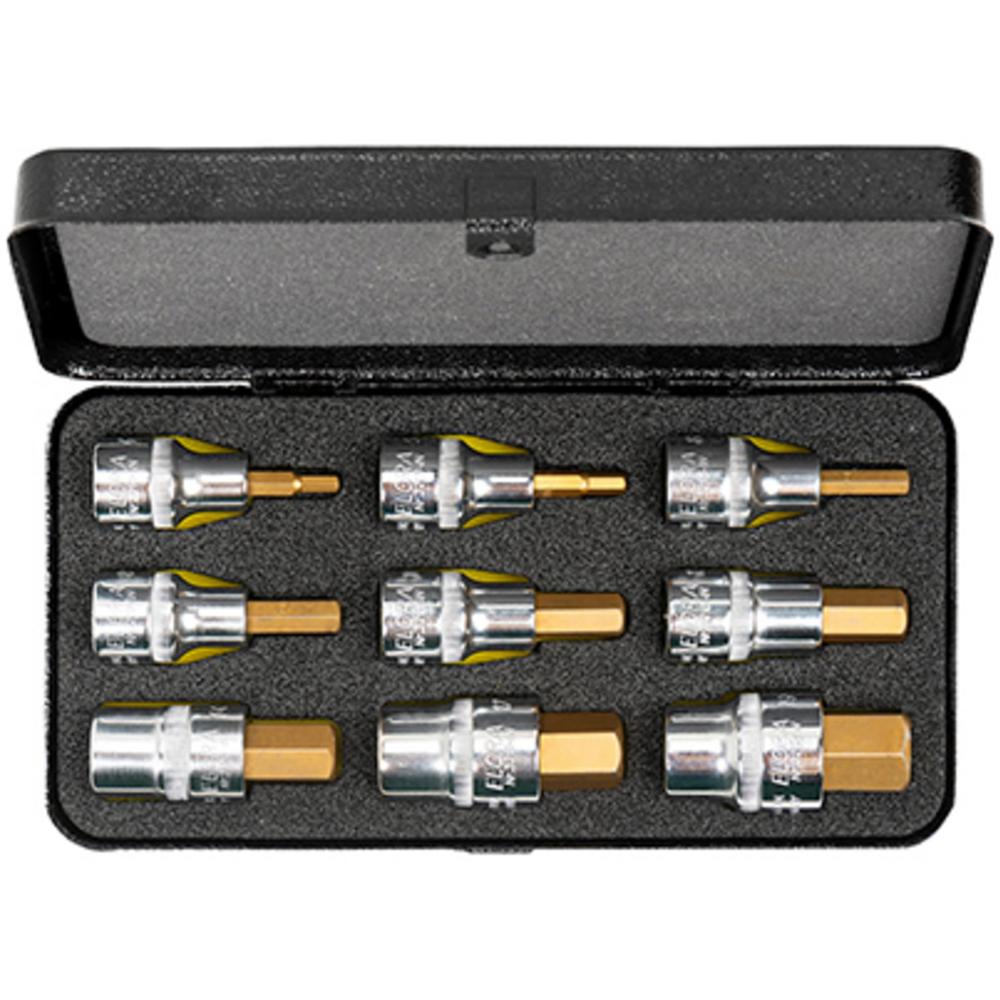 Elora 9 Piece 1/2" Drive Hexagon Socket Bit Set Metric 1/2
