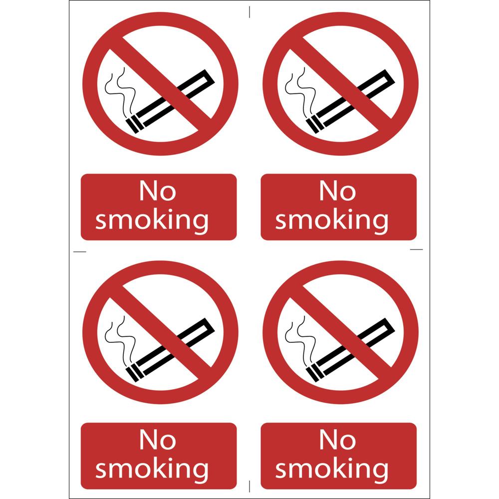 No Smoking Sign Pack of 4
