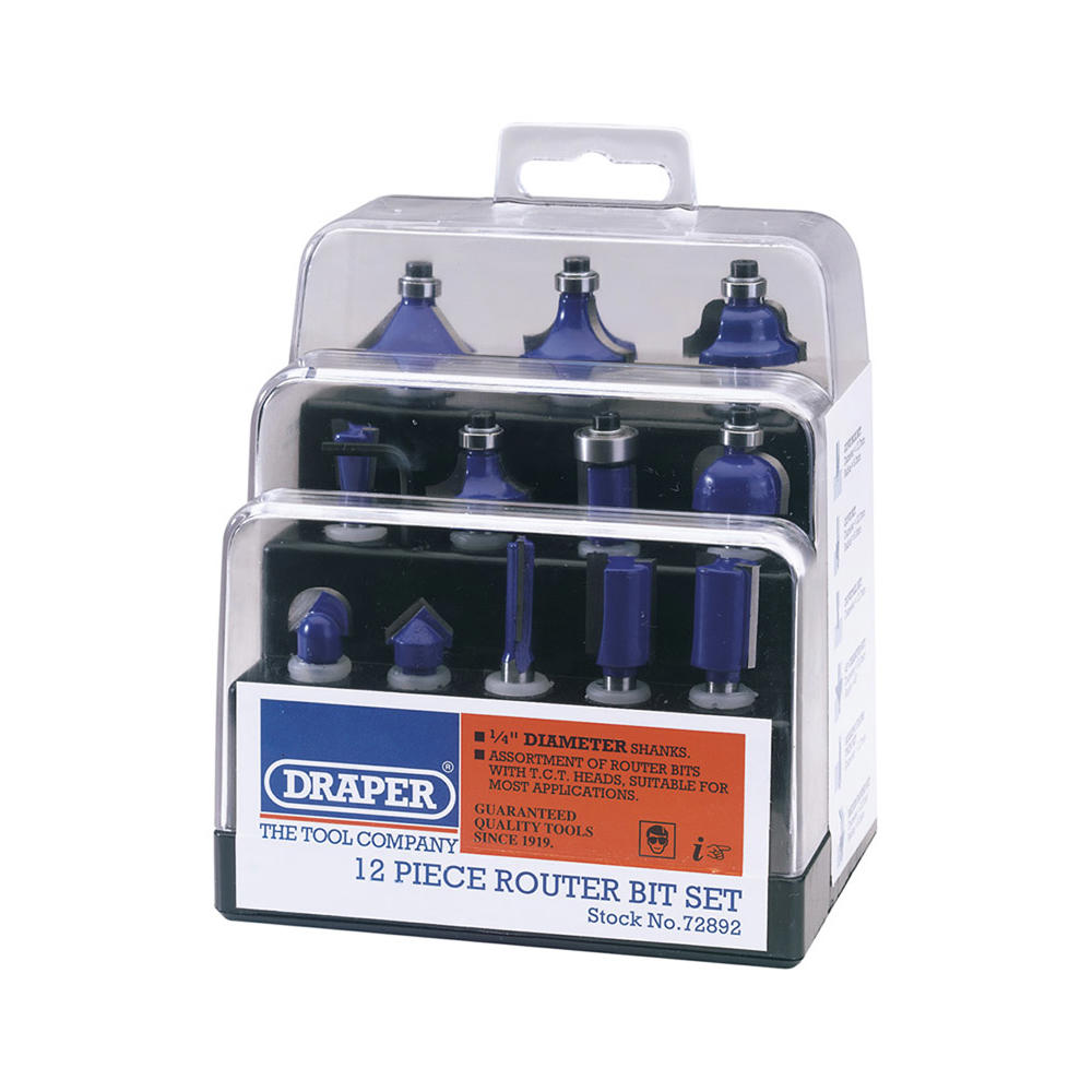 12 Piece 1/4" Router Bit Set