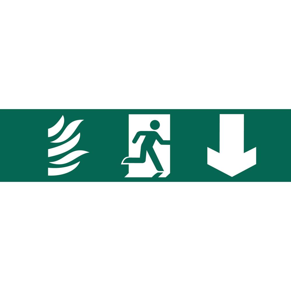 Running Man Arrow Down Fire Safety Sign