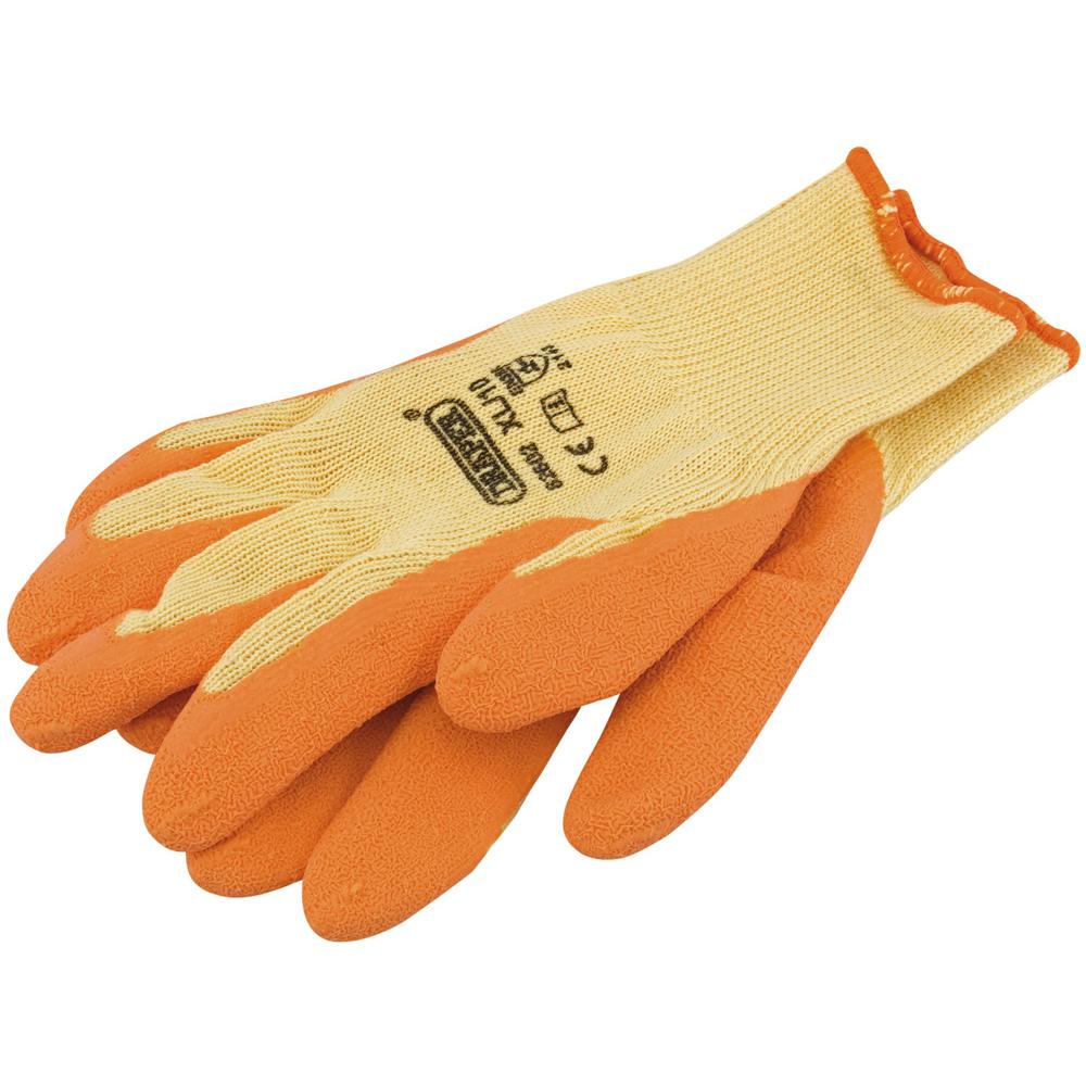 Draper Orange Heavy Duty Latex Coated Work Gloves Yellow / Orange L