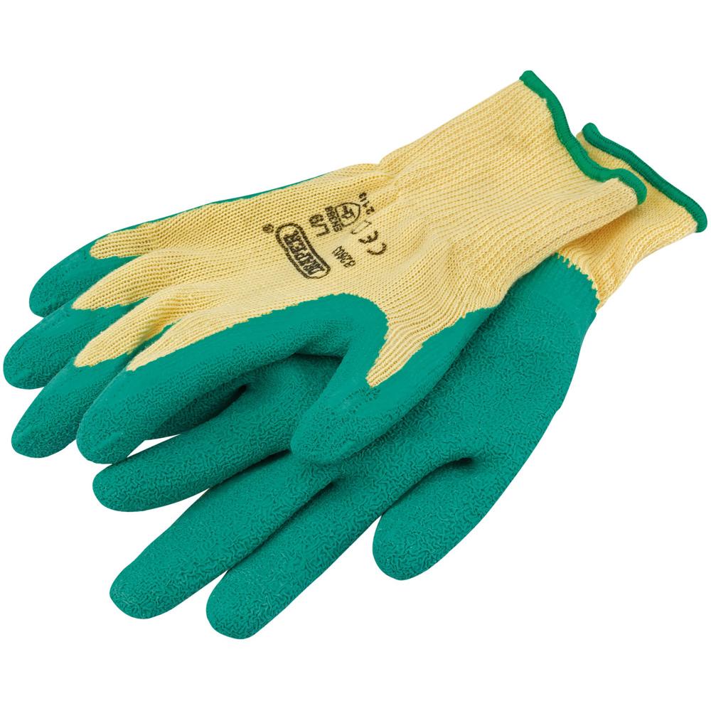 Draper Heavy Duty Latex Coated Work Gloves Green M