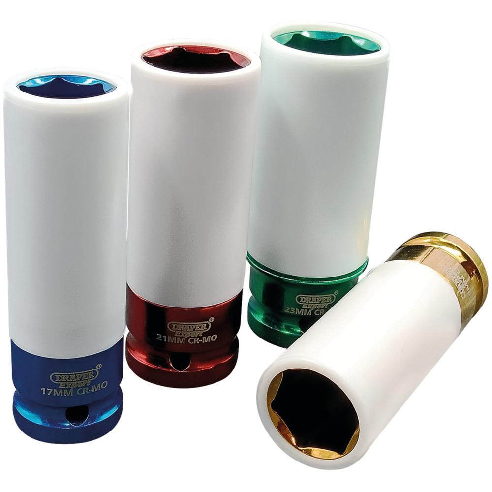 Draper 4 Piece 1/2" Drive Wheel Nut Socket Set for Alloy Wheels 1/2