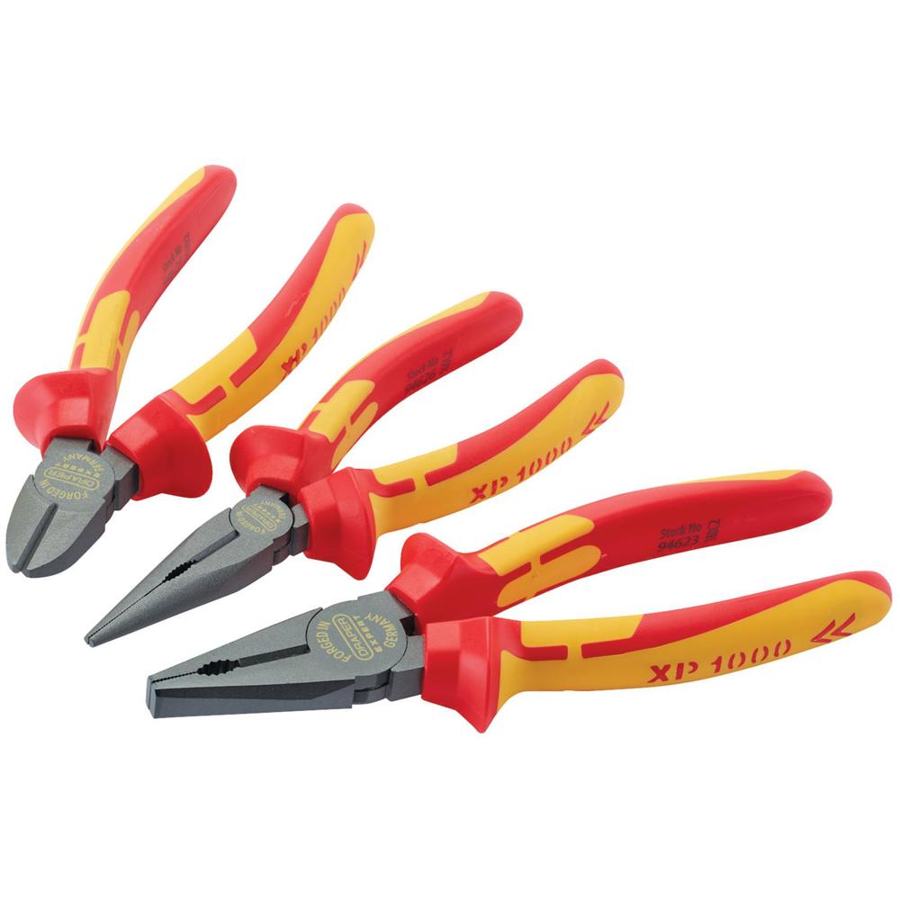 3 Piece XP1000 VDE Insulated Pliers Set