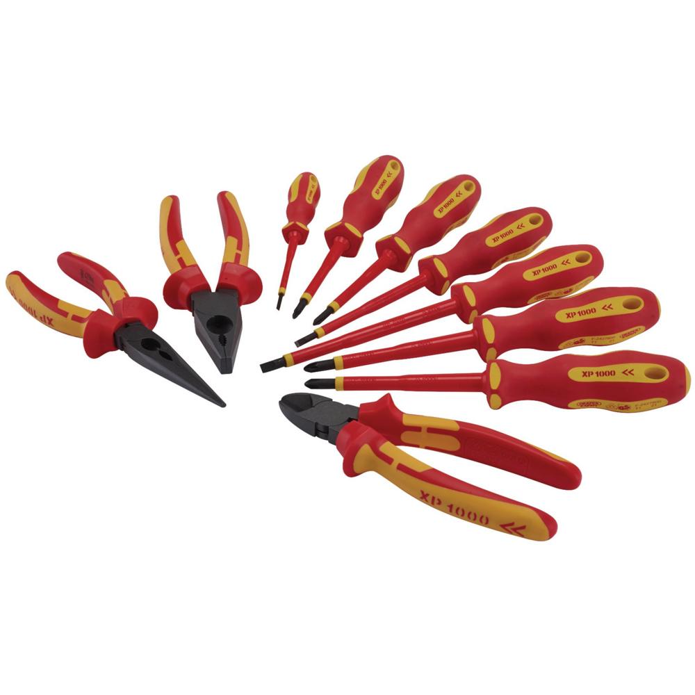 10 Piece XP1000 VDE Insulated Screwdriver and Pliers Set