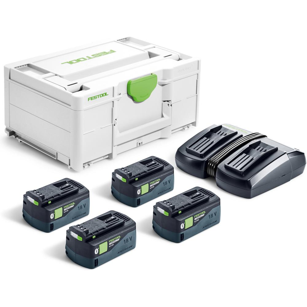Festool Sys 18v Energy Set High Power 4 X Batteries 5ah And Twin Charger Kit 5ah