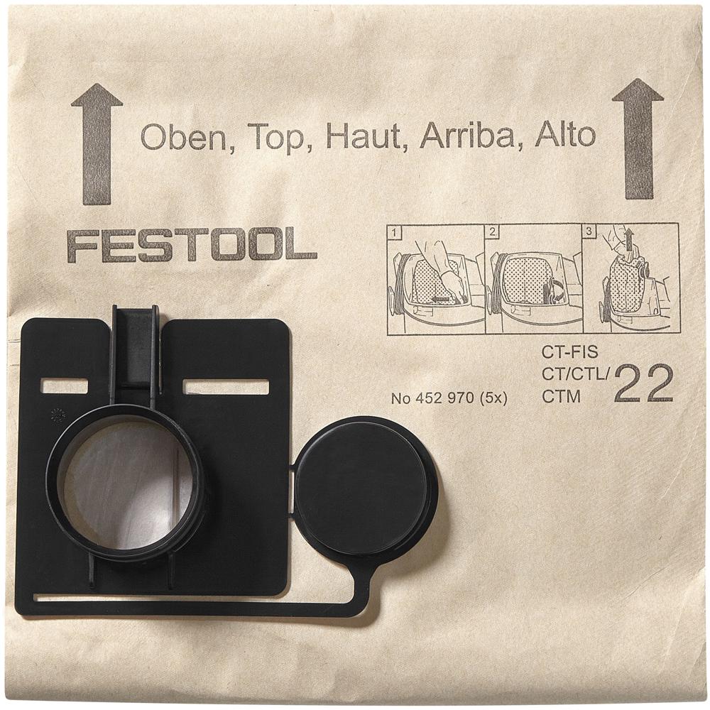 Festool Fis Ct 22 /5 Dust Extrator Filter Bag Pack Of 5