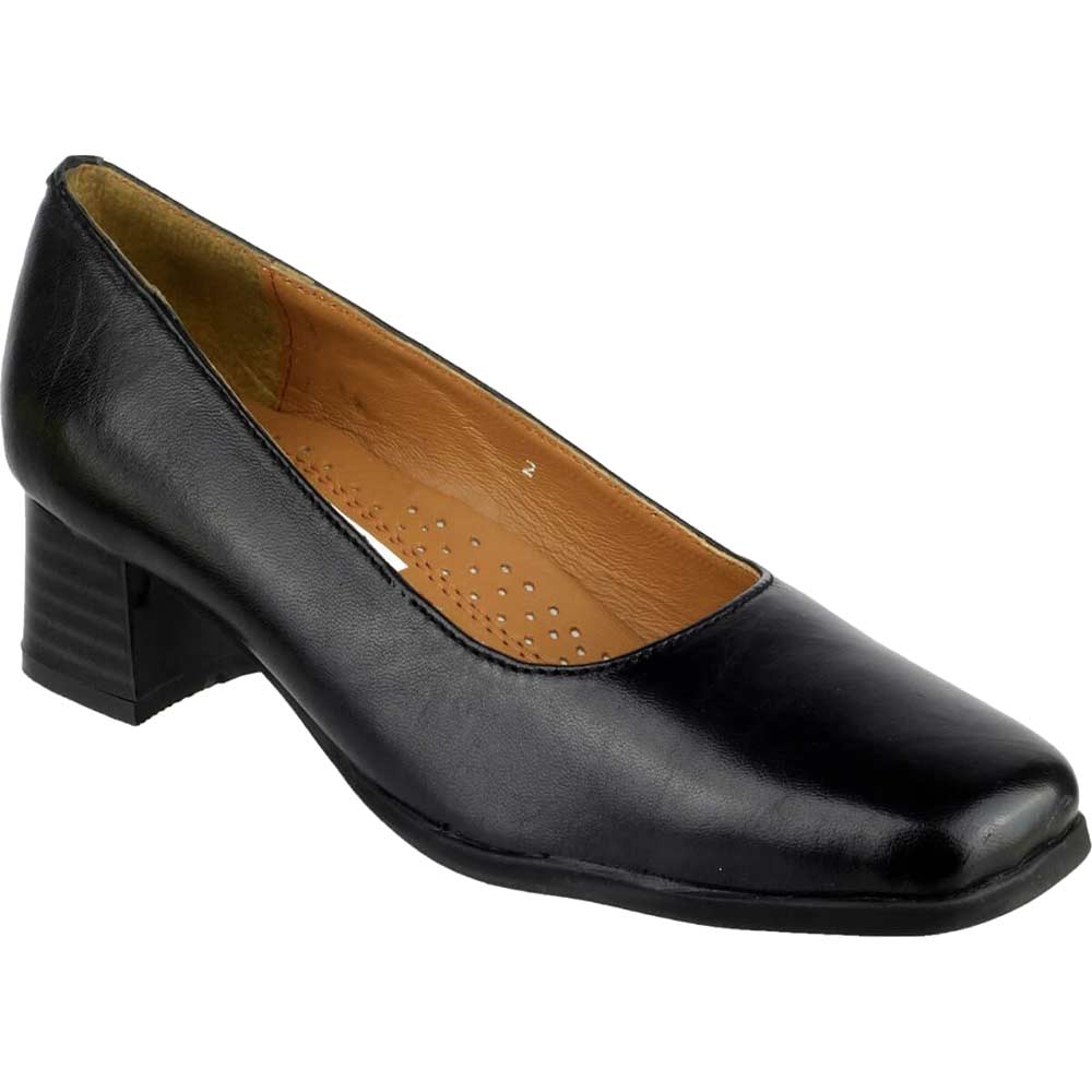 Image of Amblers Walford Ladies Shoes Leather Court Black Size 9