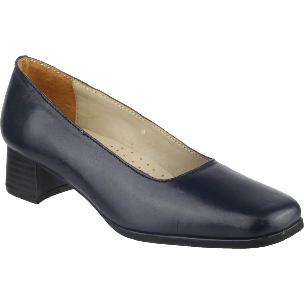 Image of Amblers Walford Ladies Shoes Leather Court Navy Size 4