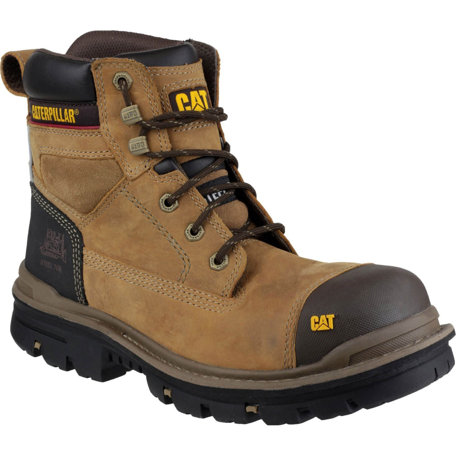 Image of Caterpillar Mens Gravel Safety Boots Beige Size 7