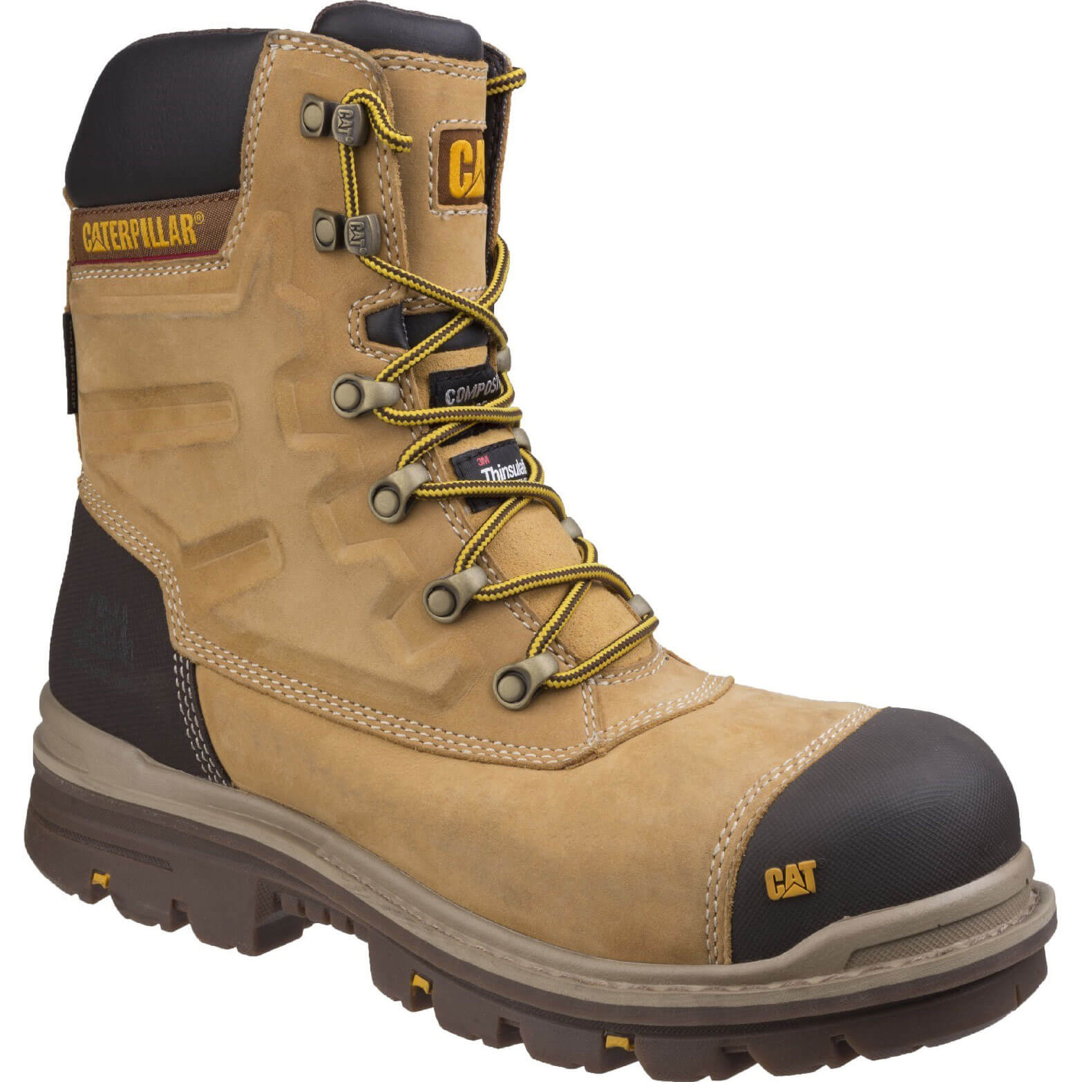 Image of Caterpillar Mens Premier Waterproof Safety Boots Honey Size 11