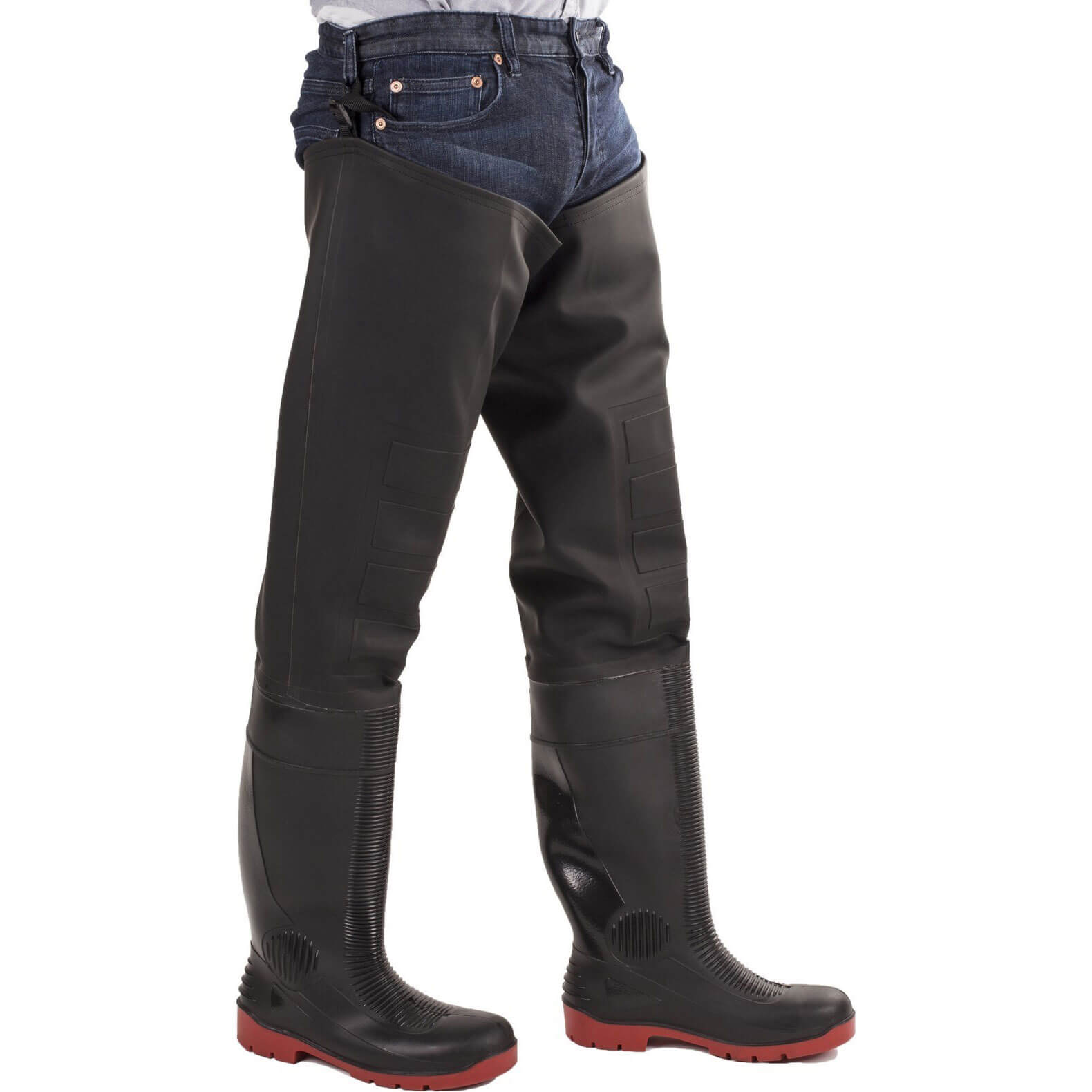Image of Amblers Safety Rhone Thigh Safety Wader Black / Red Size 6