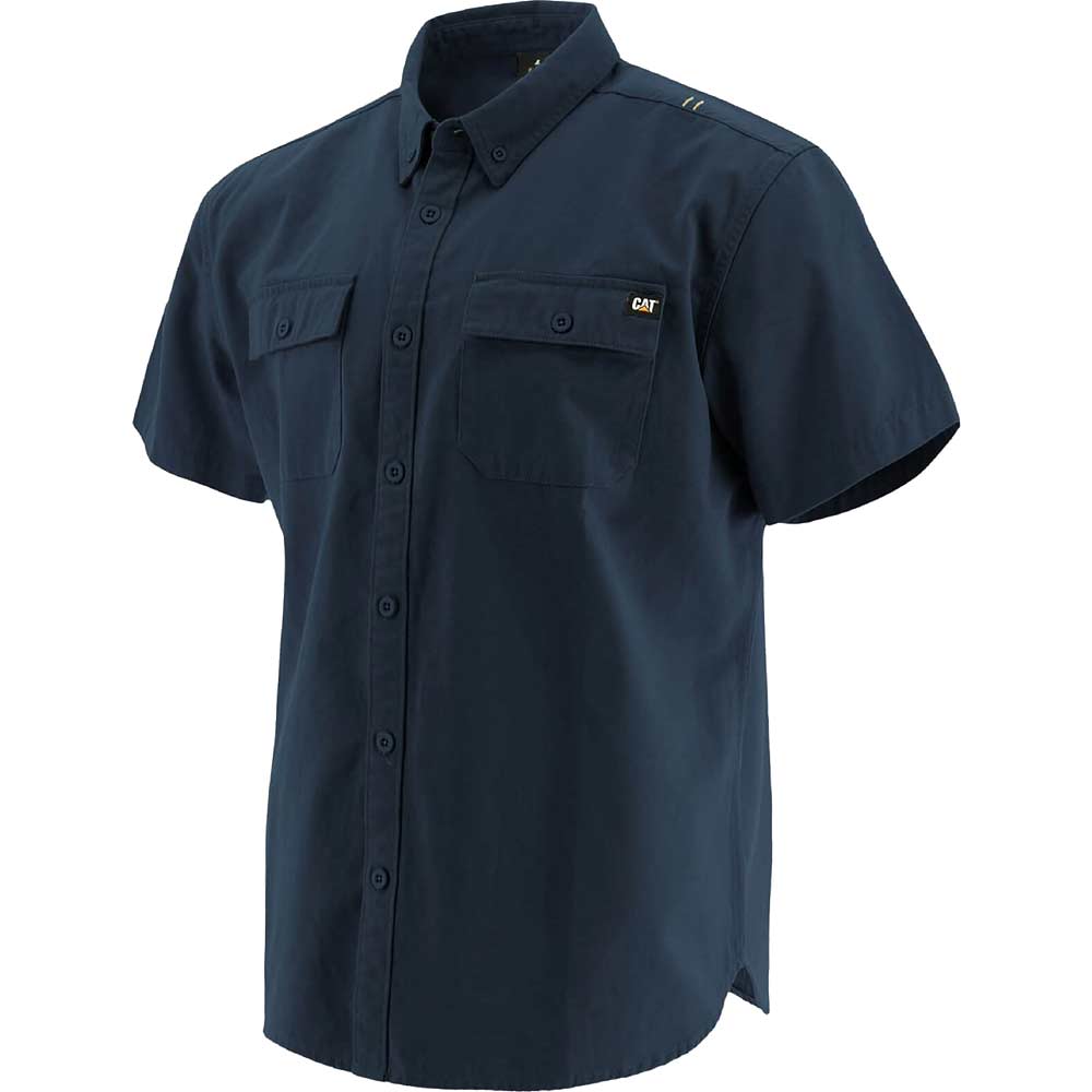 Image of Caterpillar Button Up Short Sleeve Shirt Navy XL