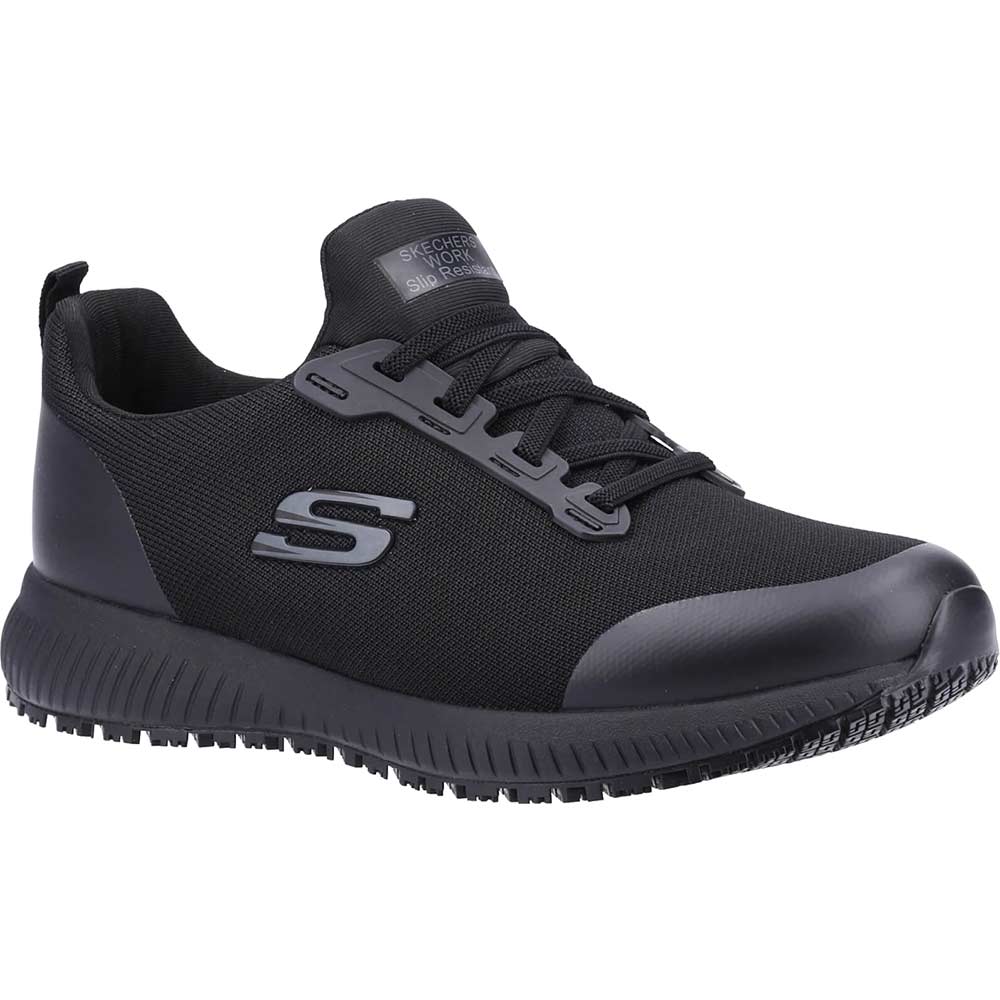 Skechers Squad Womens Wide Fit Slip Resistant Work Shoes Black Size 3