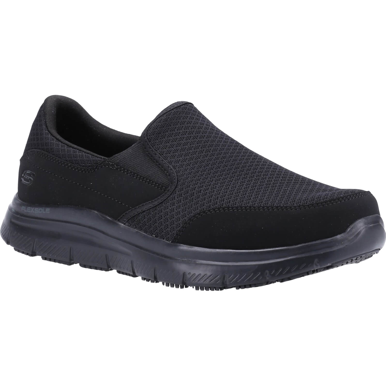 Skechers McAllen Mens Slip Resistant Wide Fit Shoes Black Size 6