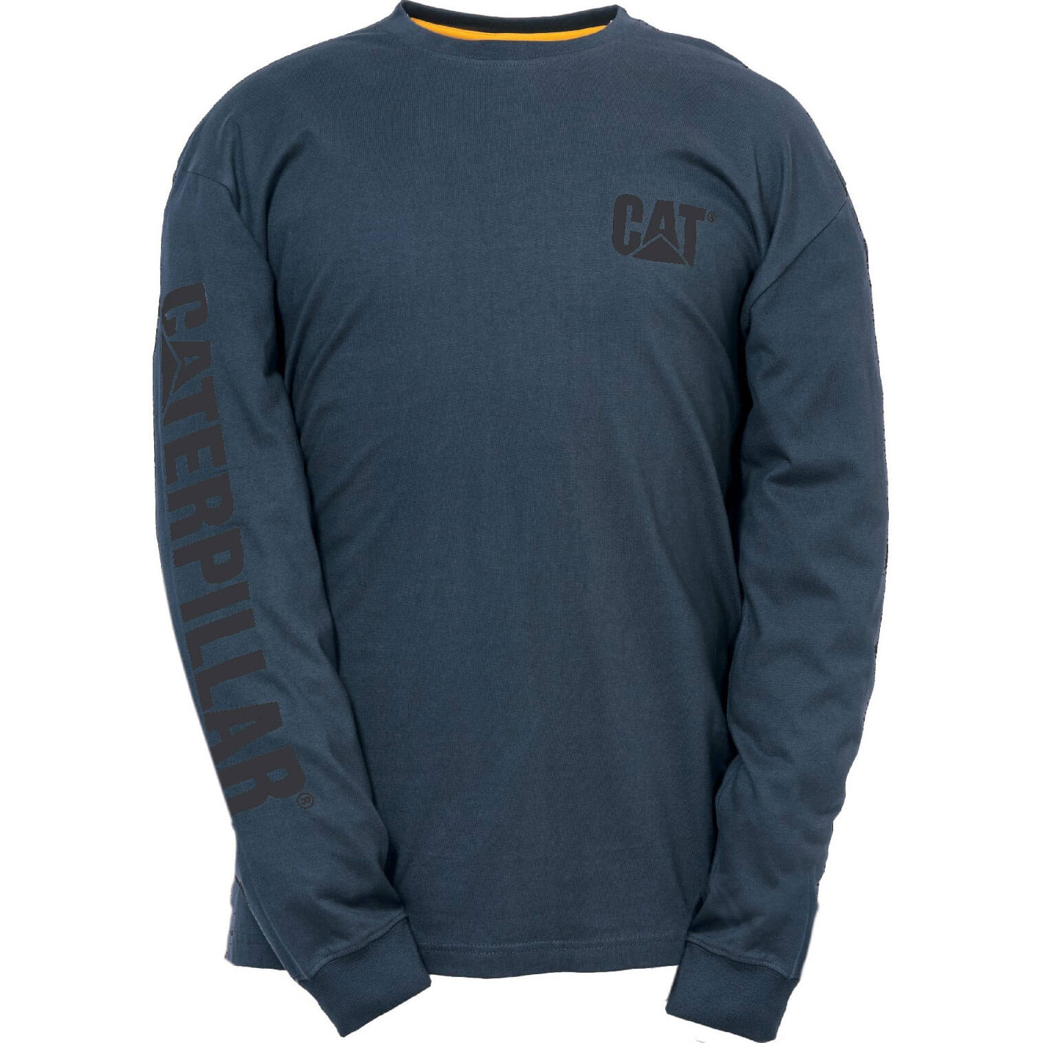 Image of Caterpillar Mens Trademark Banner Long Sleeve T Shirt Marine 2XL