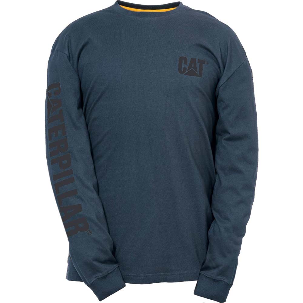 Image of Caterpillar Mens Trademark Banner Long Sleeve T Shirt Marine L