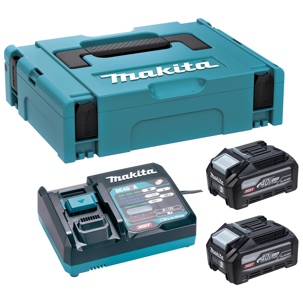 Image of Makita 1911C8-3 40v Max XGT BL4040F 2 x High Output Battery and 110v Charger Kit 4ah