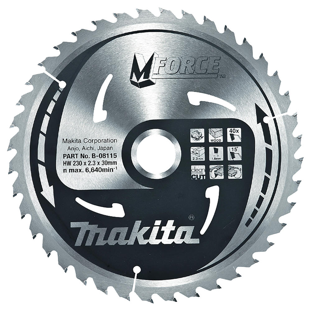 Makita MFORCE Circular Saw Blade for Wood Cutting 230mm 40T 30mm