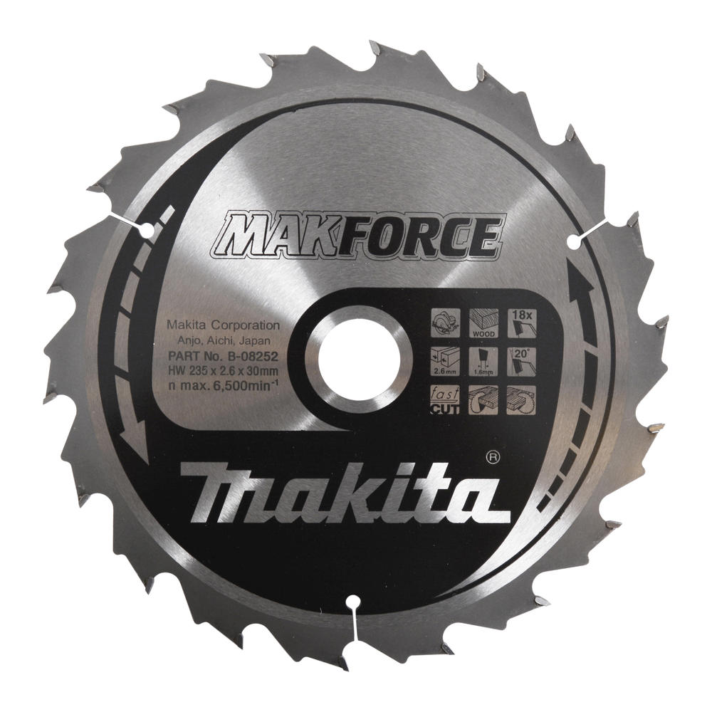 Makita MAKFORCE Wood Cutting Saw Blade 235mm 18T 30mm