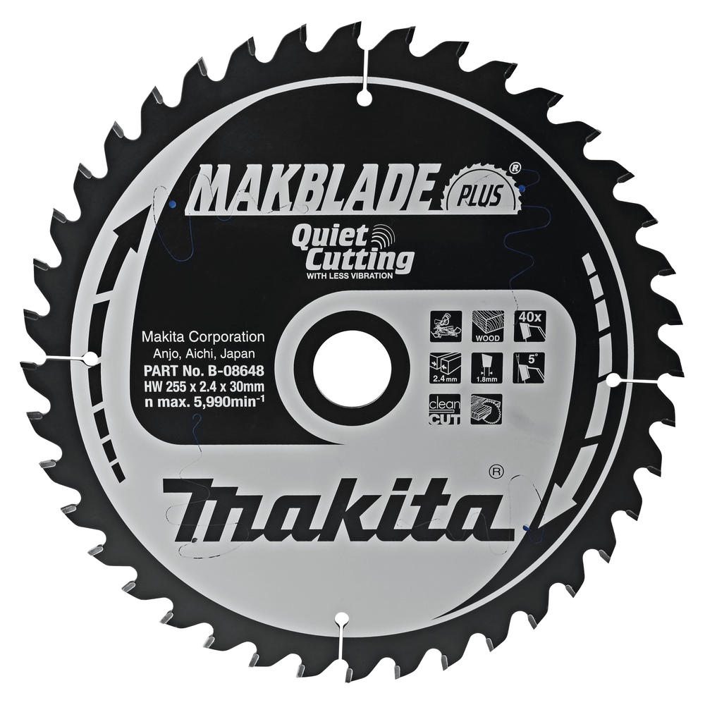 Makita MAKBLADE Plus Wood Cutting Saw Blade 255mm 40T 30mm