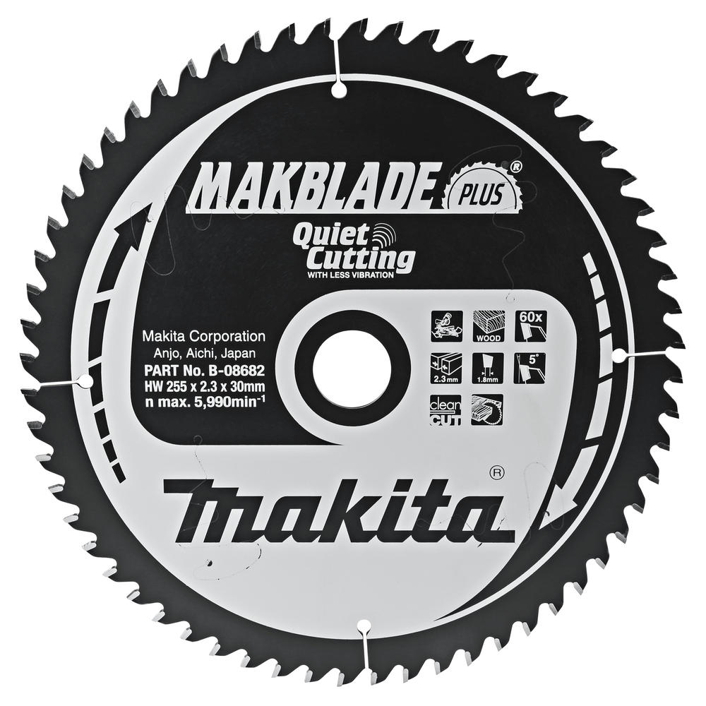Makita MAKBLADE Plus Wood Cutting Saw Blade 255mm 60T 30mm