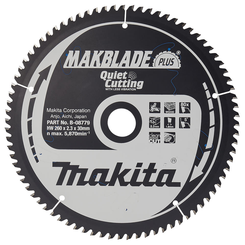 Makita MAKBLADE Plus Wood Cutting Saw Blade 260mm 80T 30mm