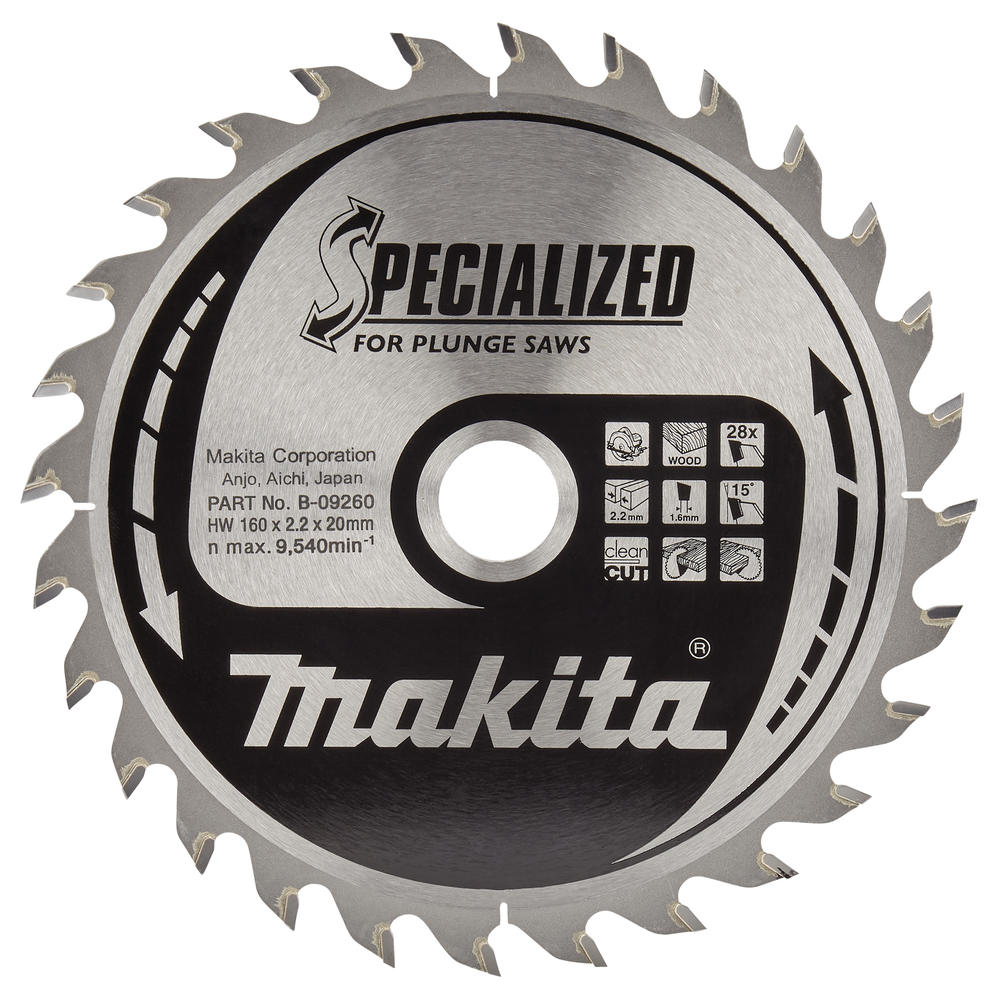 Makita Specialized Plunge Saw Wood Cutting Saw Blade 160mm 28t 20mm