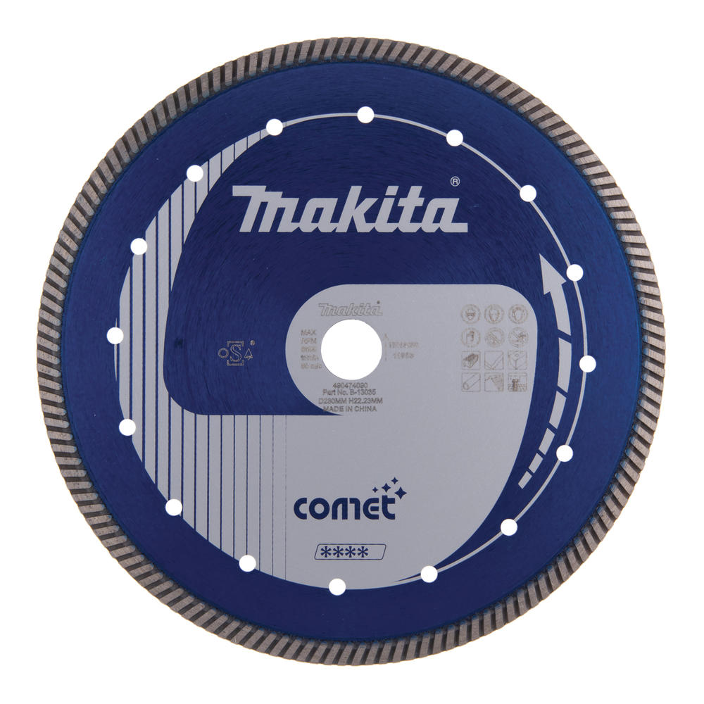 Image of Makita Comet Turbo Rim Diamond Cutting Disc 230mm 2.4mm 22mm