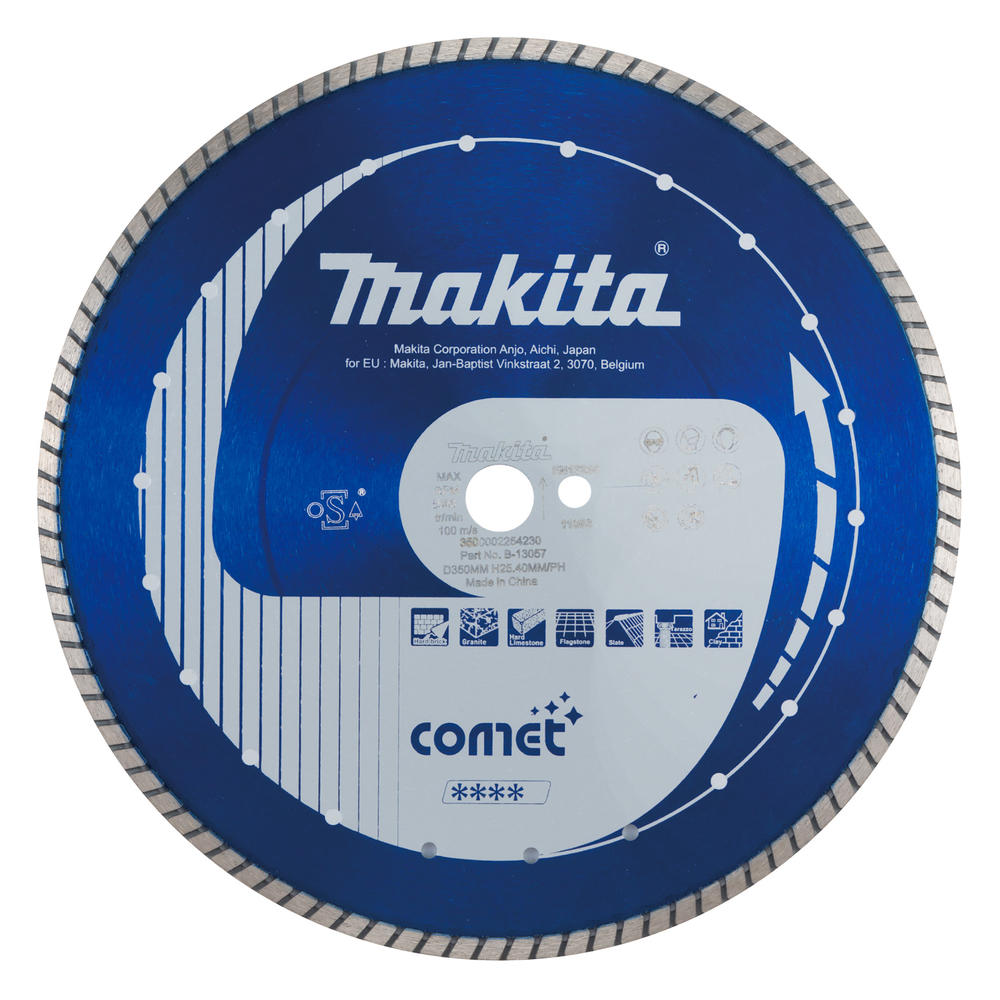 Image of Makita Comet Turbo Rim Diamond Cutting Disc 350mm 3.2mm 25.4mm