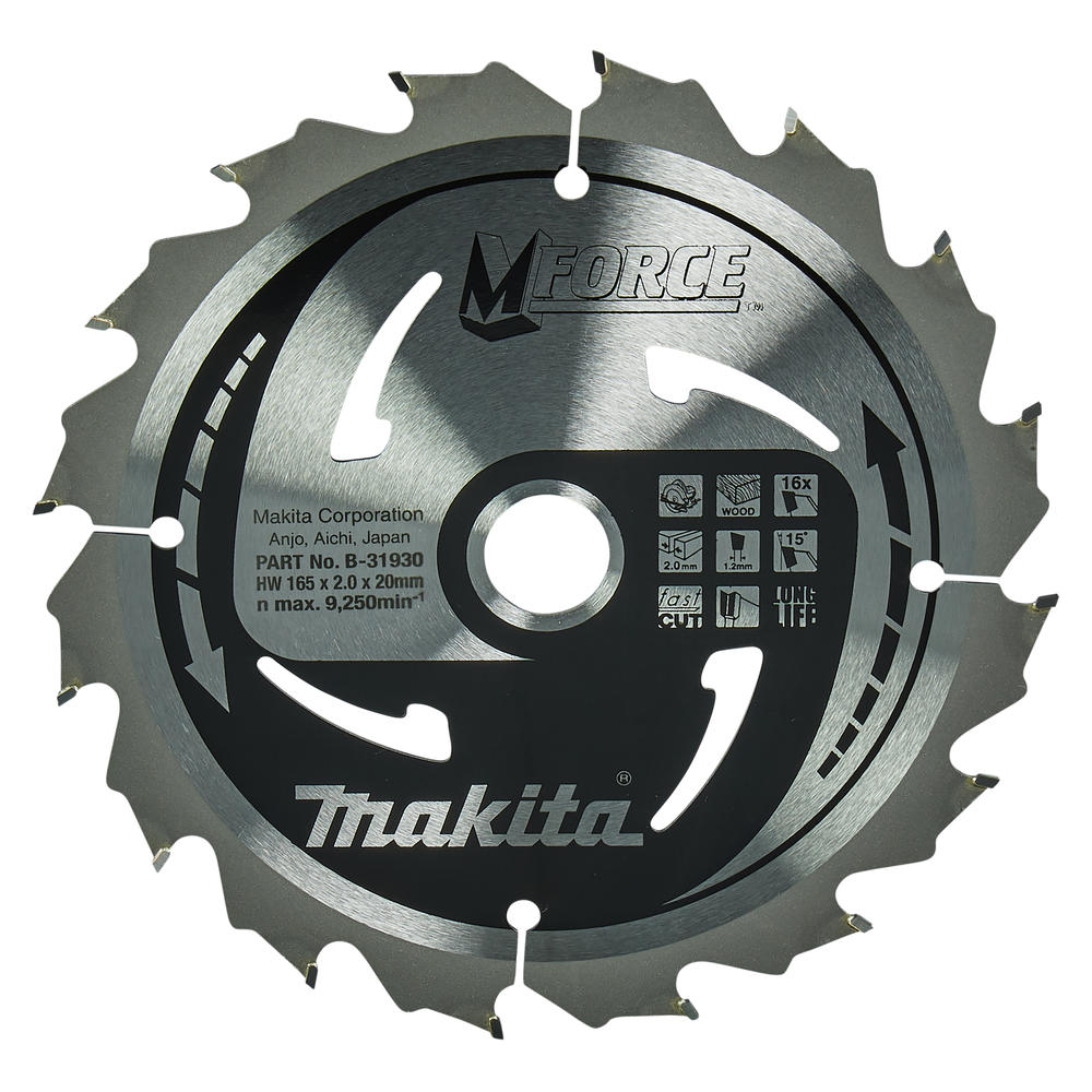 Makita Mforce Circular Saw Blade For Wood Cutting 165mm 16t 20mm