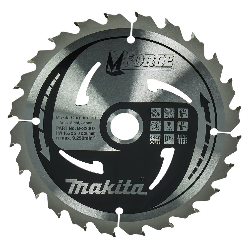 Makita Mforce Circular Saw Blade For Wood Cutting 165mm 24t 20mm