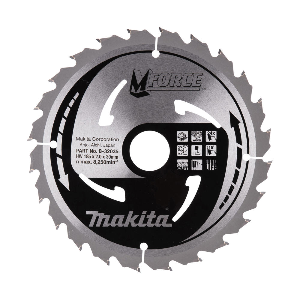 Makita Mforce Circular Saw Blade For Wood Cutting 185mm 24t 30mm