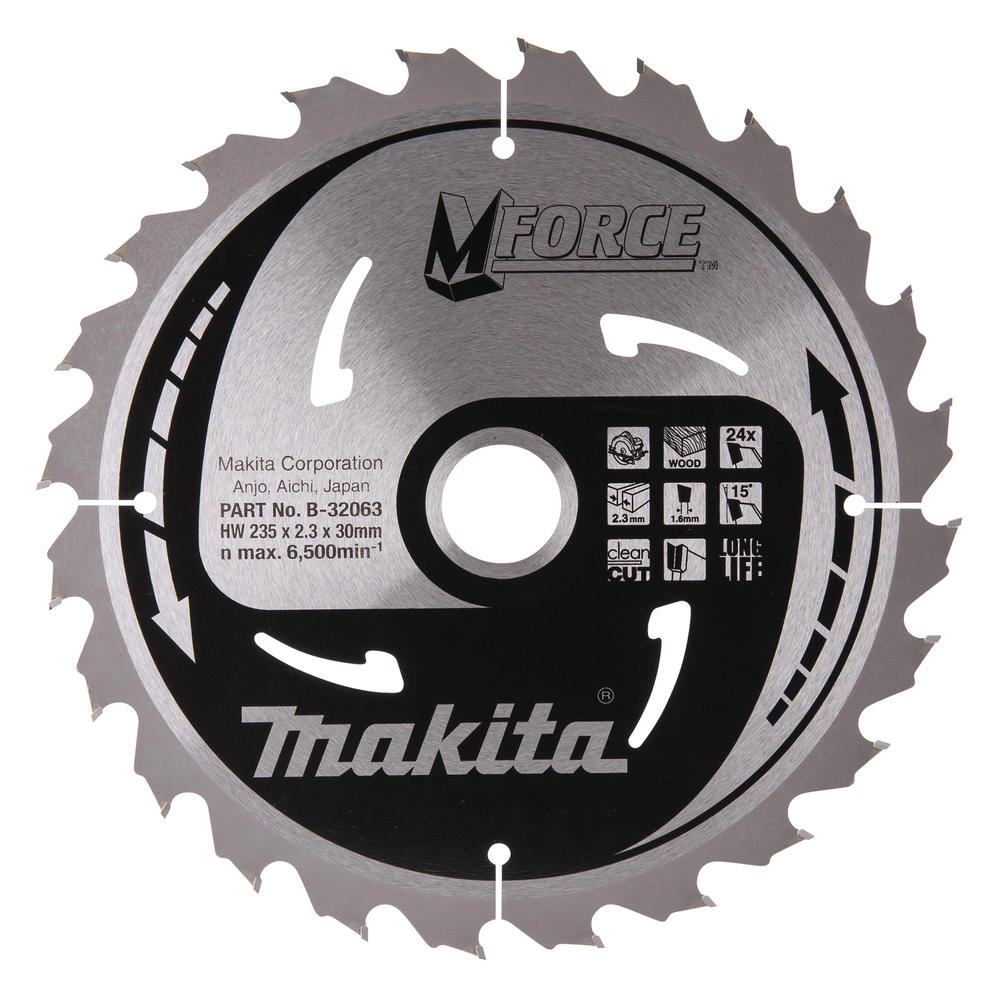 Makita MFORCE Circular Saw Blade for Wood Cutting 235mm 24T 30mm