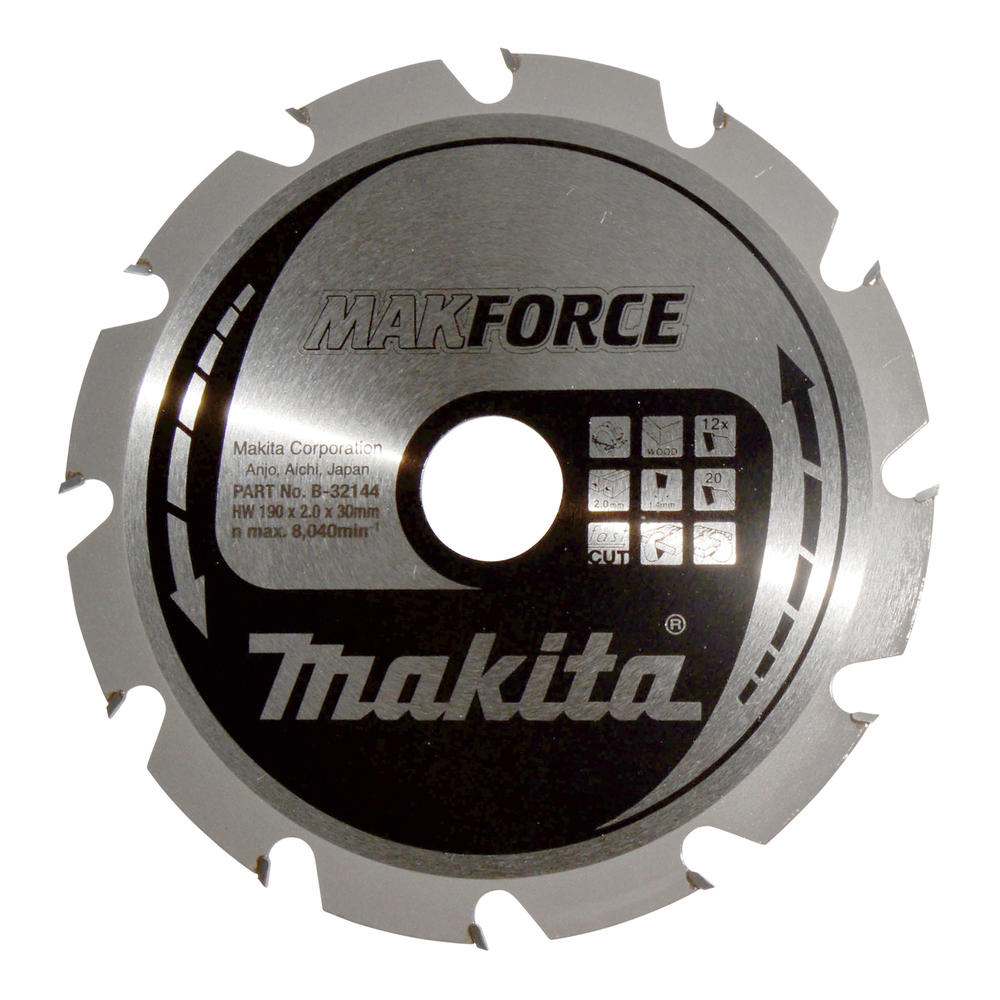Makita MAKFORCE Circular Saw Blade for Wood Cutting 190mm 12T 15.8mm