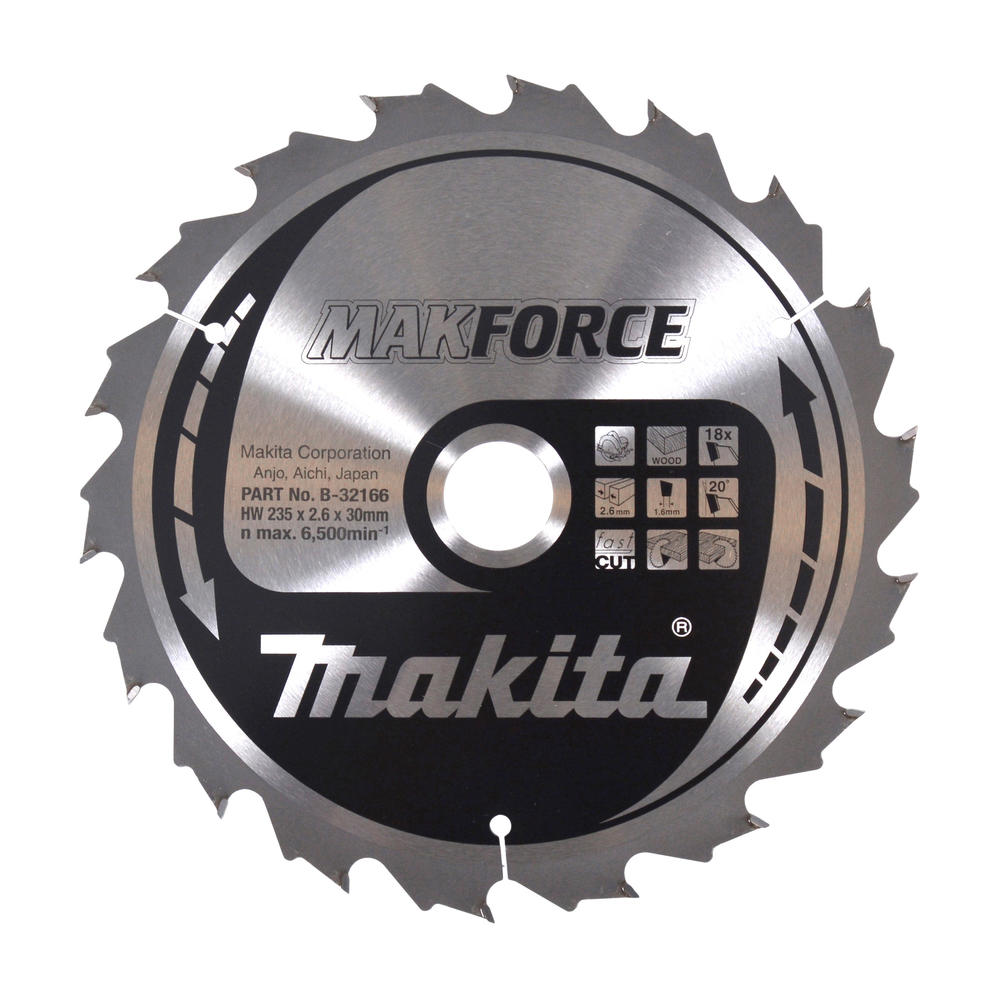 Makita MAKFORCE Circular Saw Blade for Wood Cutting 235mm 18T 30mm