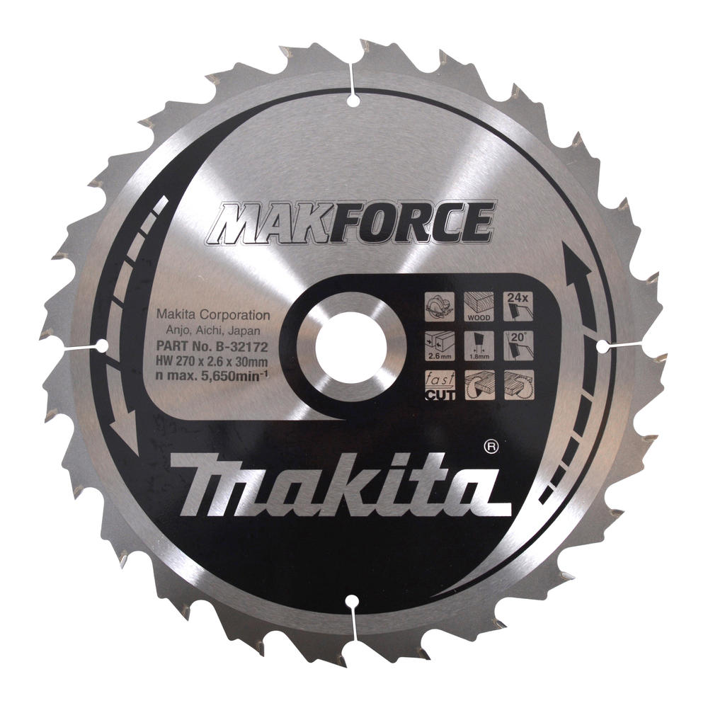 Makita MAKFORCE Circular Saw Blade for Wood Cutting 270mm 24T 30mm
