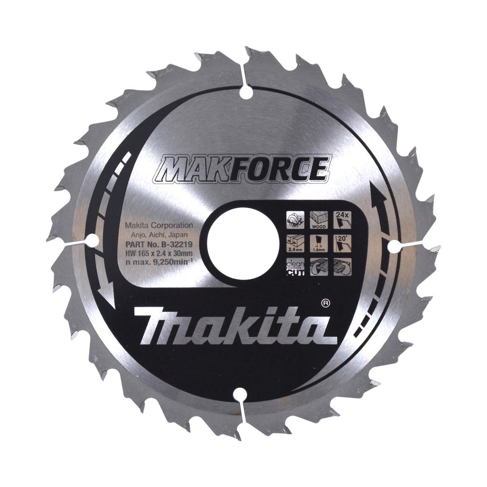 Makita Makforce Circular Saw Blade For Wood Cutting 165mm 24t 30mm