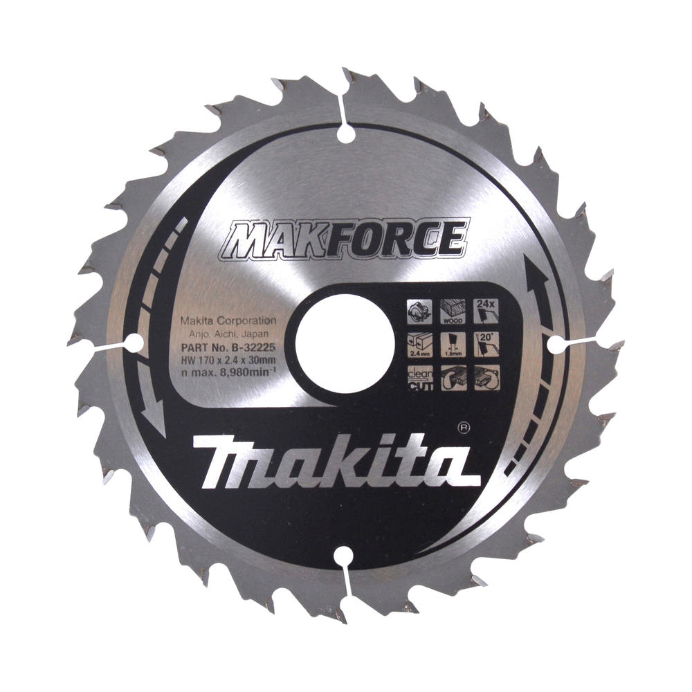Makita MAKFORCE Circular Saw Blade for Wood Cutting 170mm 24T 30mm