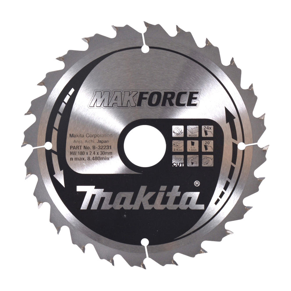 Makita MAKFORCE Circular Saw Blade for Wood Cutting 180mm 24T 30mm