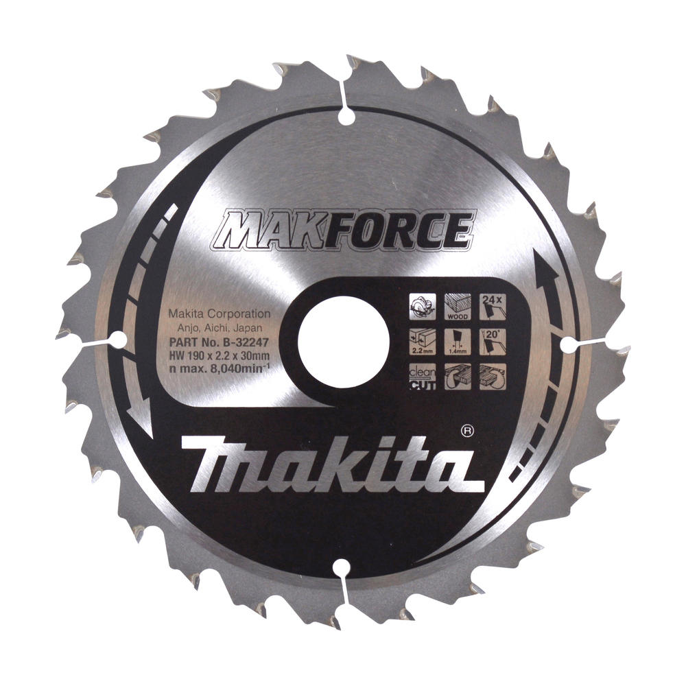 Makita MAKFORCE Circular Saw Blade for Wood Cutting 190mm 12T 30mm