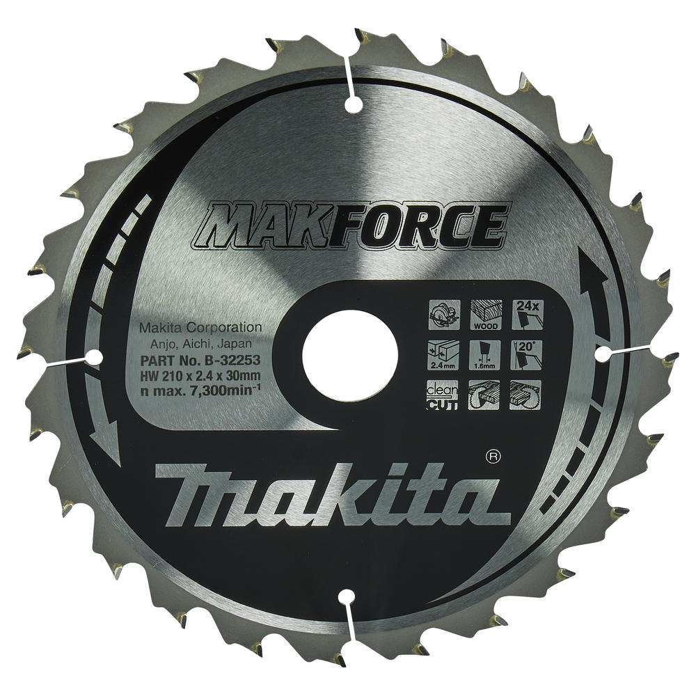 Makita MAKFORCE Circular Saw Blade for Wood Cutting 210mm 24T 30mm