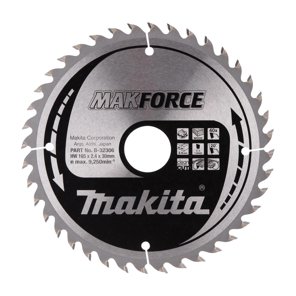 Makita Makforce Circular Saw Blade For Wood Cutting 165mm 40t 30mm