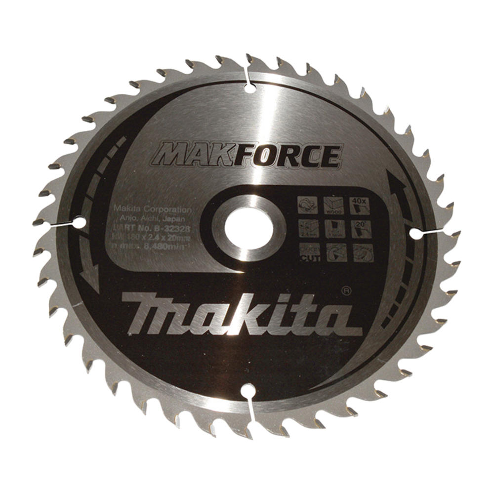 Makita MAKFORCE Circular Saw Blade for Wood Cutting 180mm 40T 20mm
