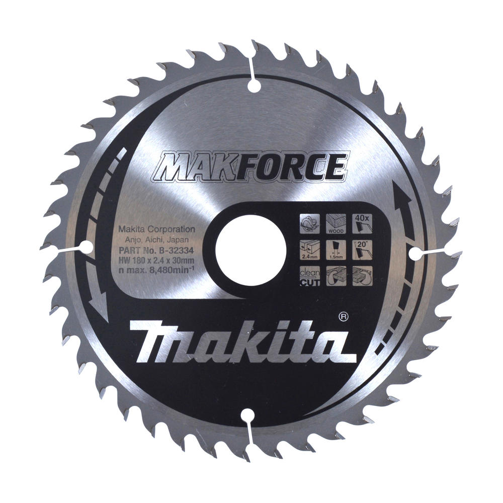 Makita MAKFORCE Circular Saw Blade for Wood Cutting 180mm 40T 30mm